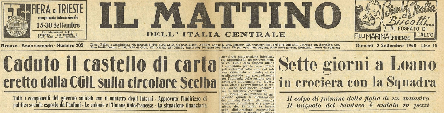 IL MATTINO DELL'ITALIA CENTRALE - 2 SETTEMBRE 1948 - CGIL-SCELBA-BLOCCO BERLINO