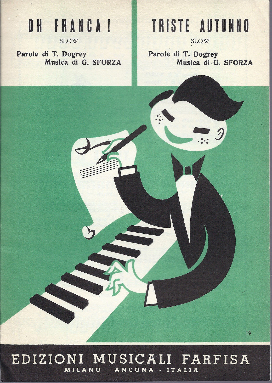 OH FRANCA! -- TRISTE AUTUNNO T. Dogrey - G. Sforza # SPARTITO - Ediz. Farfisa