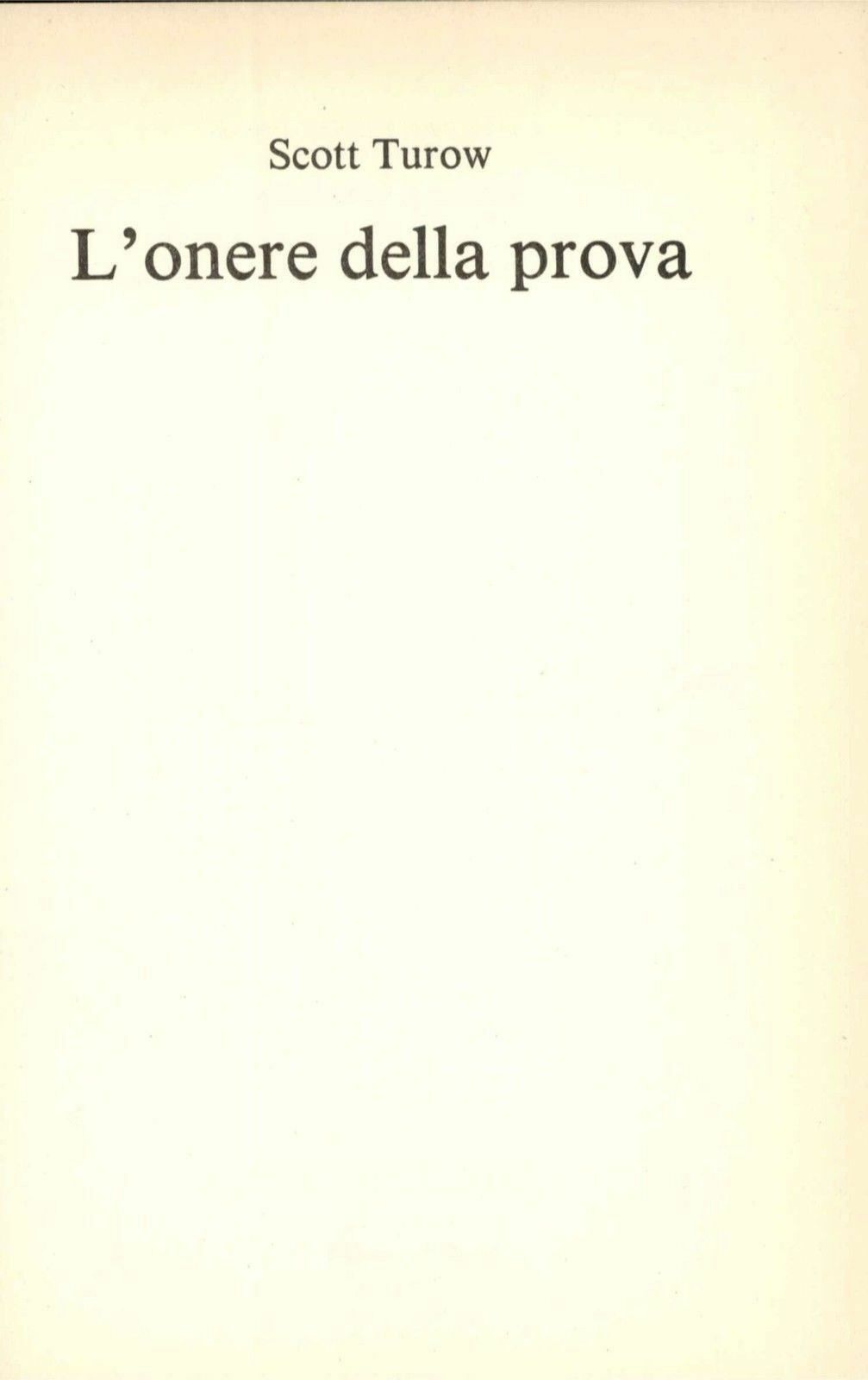 L'ONERE DELLA PROVA - SCOTT TUROW
