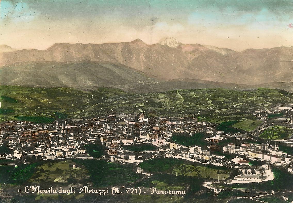 L'AQUILA DEGLI ABRUZZI - PANORAMA - ACQUARELLATA - NV