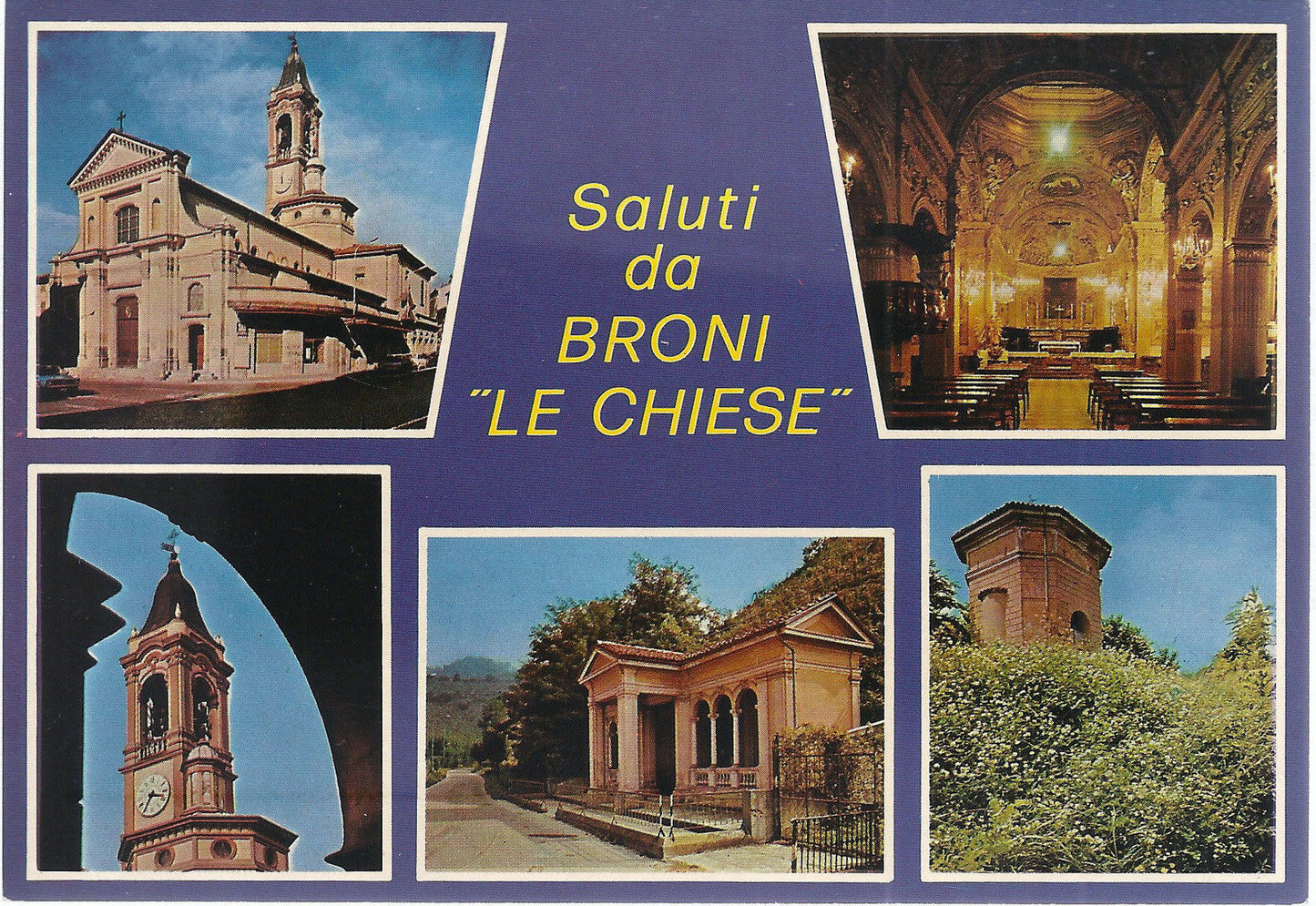 BRONI - SALUTI - LE CHIESE - 5 VEDUTE - NV - FG