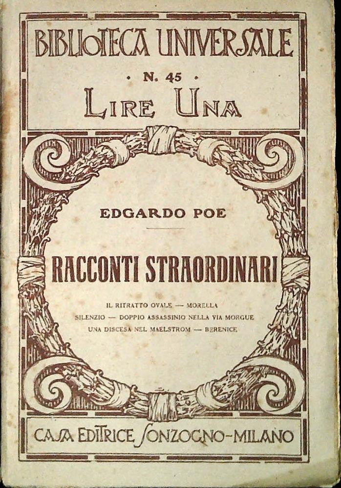 RACCONTI STRAORDINARI - EDGARDO POE - SONZOGNO 1905
