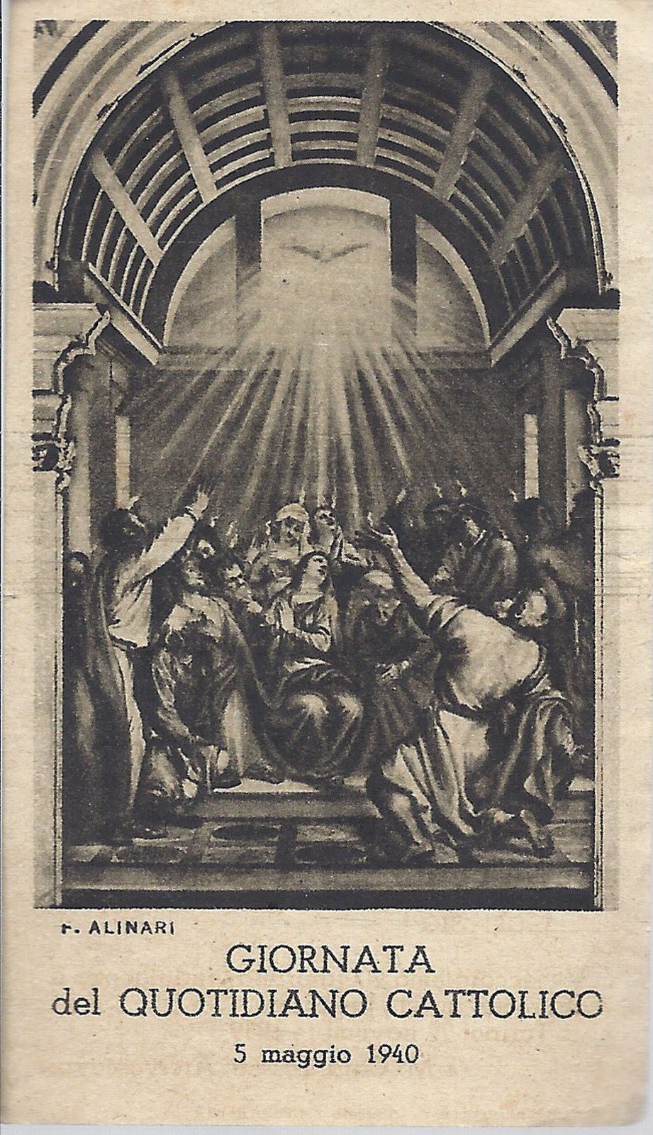 SPIRITO SANTO - GIORNATA DEL QUOTIDIANO CATTOLICO 5-5-1940 -