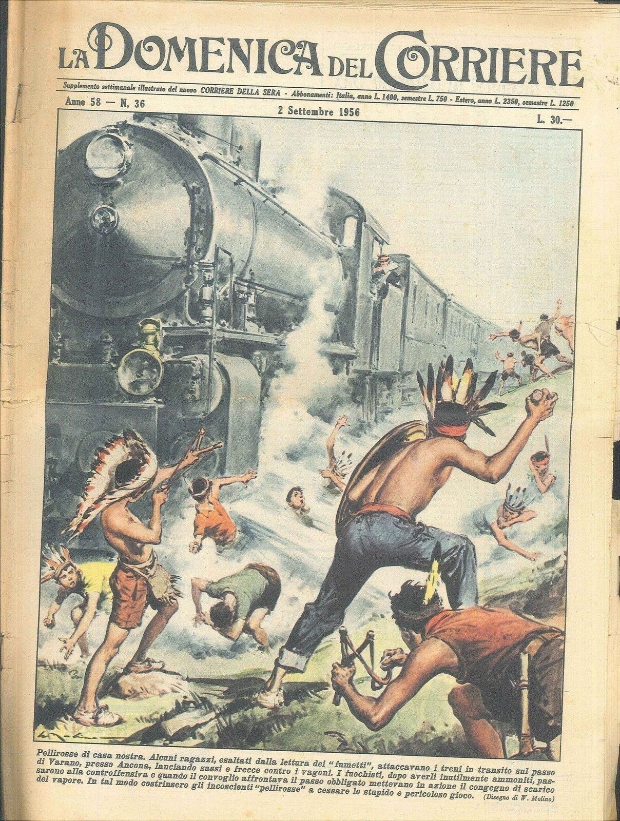 DOMENICA DEL CORRIERE N 36 - 2 SETTEMBRE 1956 - ILL. WALTER MOLINO