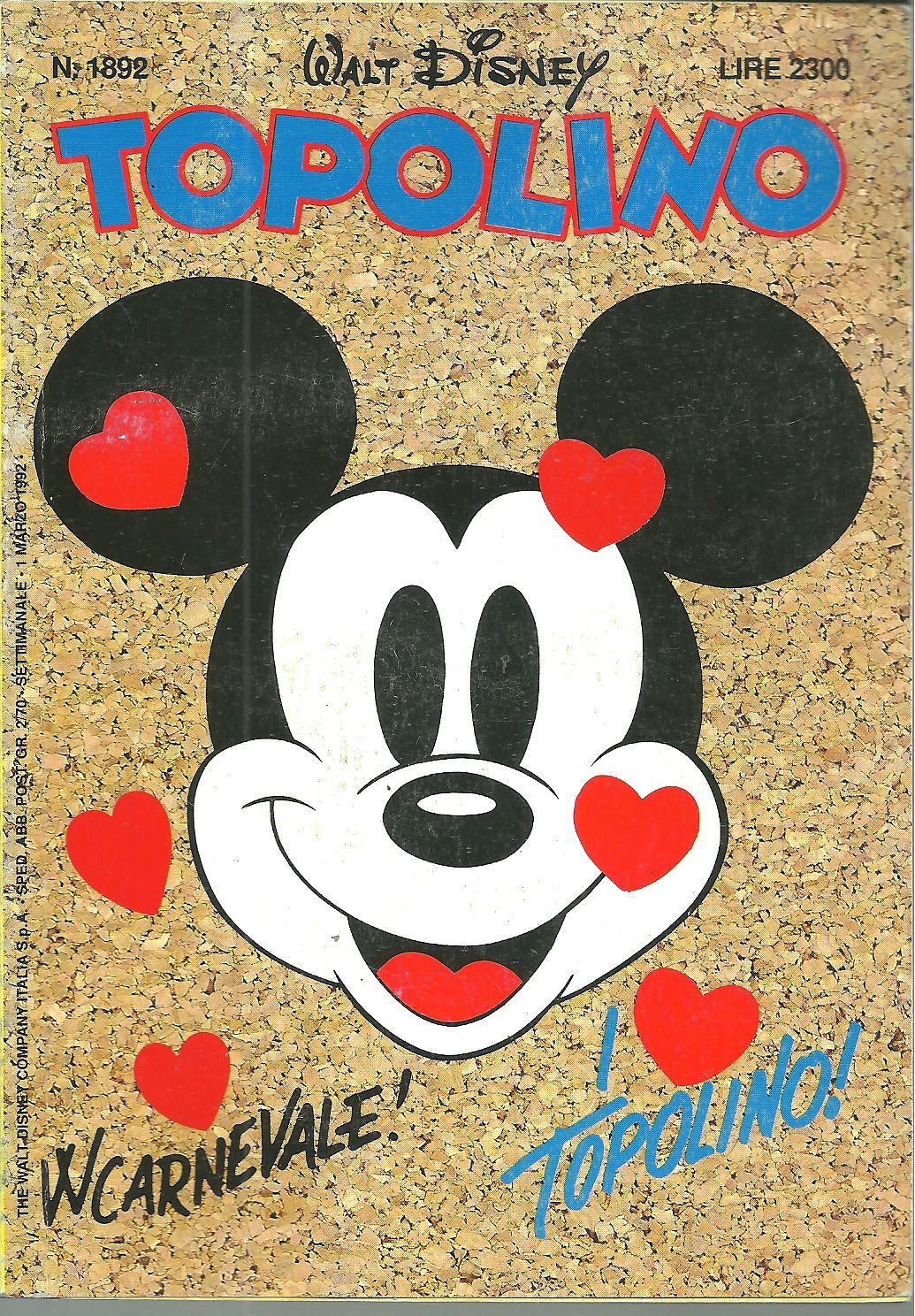 TOPOLINO N. 1892 - 1 MARZO 1992