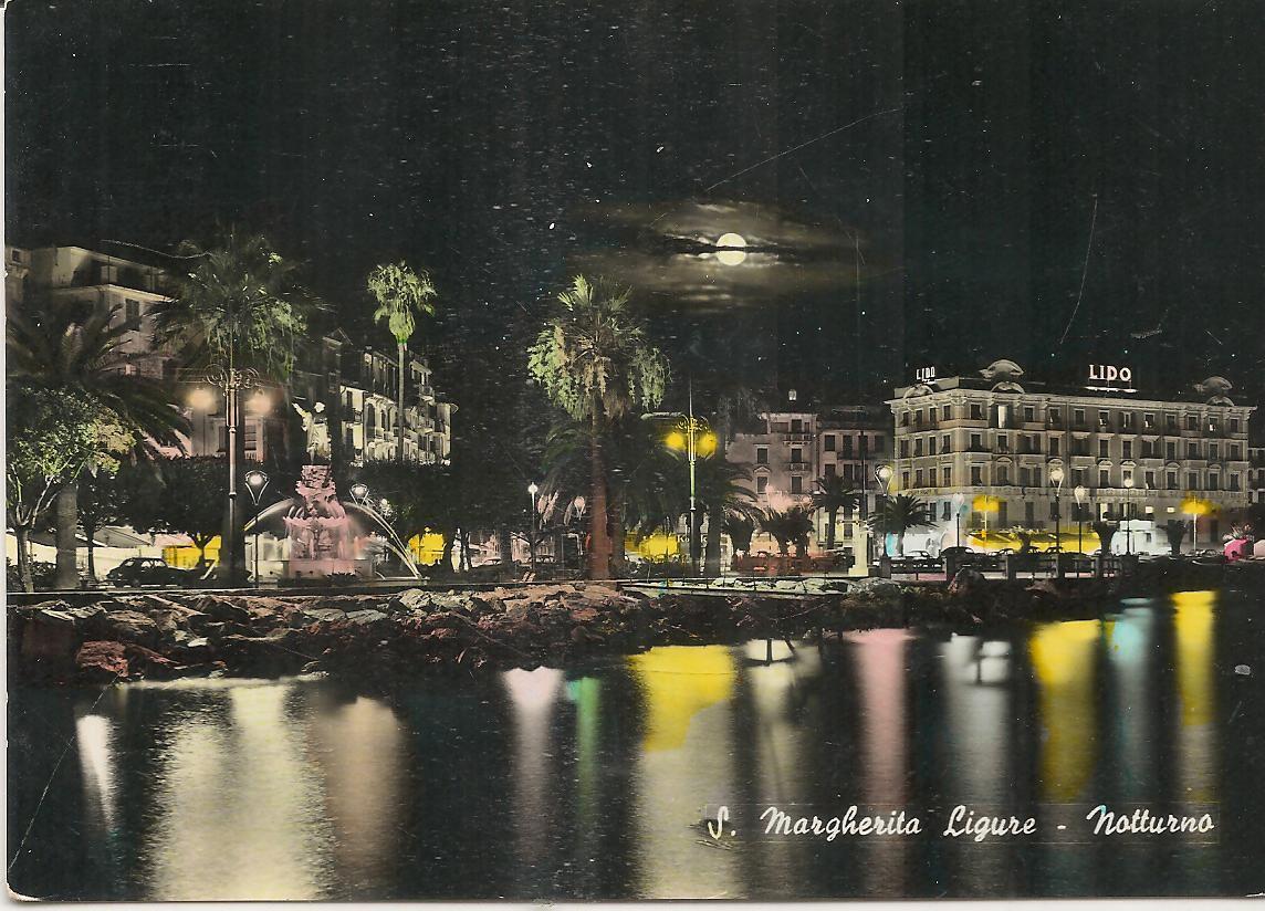 SANTA MARGHERITA LIGURE - NOTTURNO - V1957 ACQUARELLATA