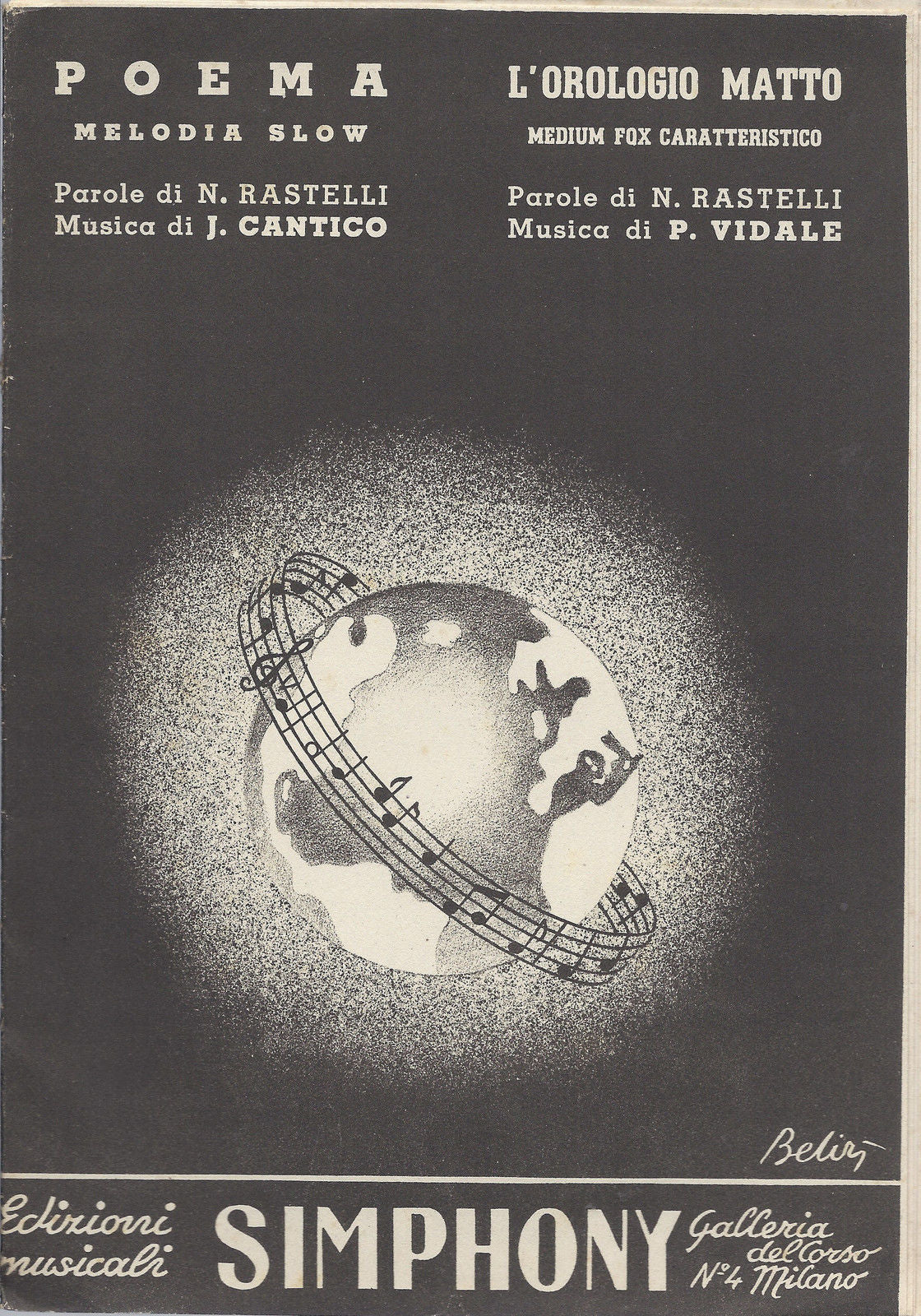 POEMA N.Rastelli-J.Cantico - L'OROLOGIO MATTO N. Rastelli-P. Vidale # SPARTITO