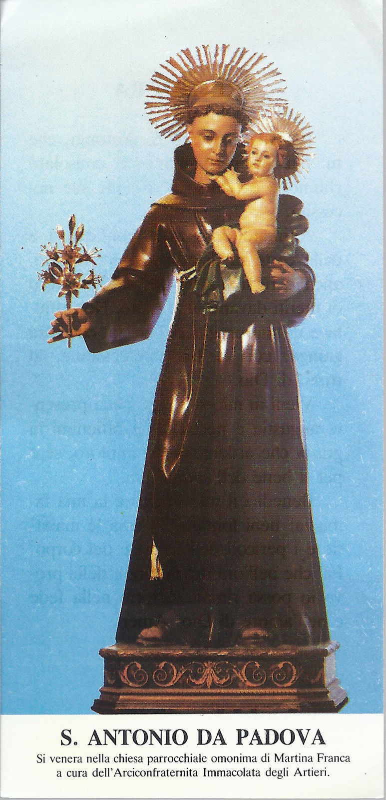 S. ANTONIO DA PADOVA venerato a Martina Franca - SANTINO - A