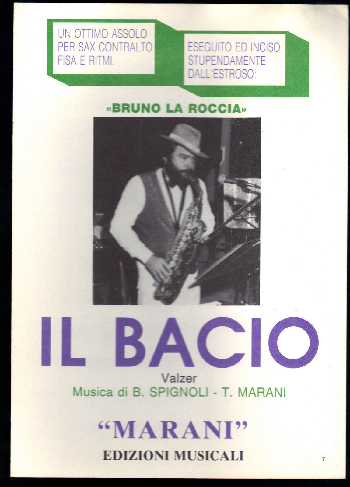 IL BACIO # B. SPIGOLI, T. MARANI - SPARTITO - FISA - SAX MIb