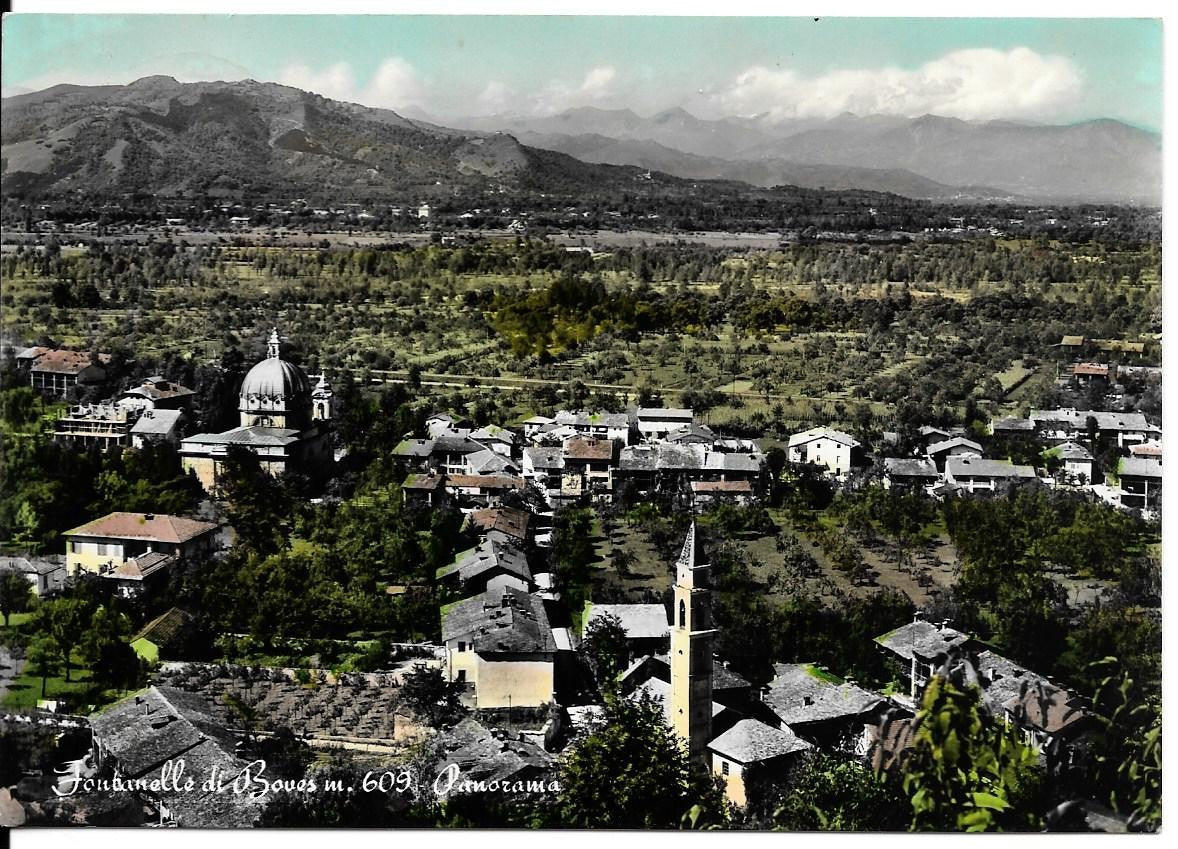FONTANELLE DI BOVES - PANORAMA - V1957 - ACQUARELLATA