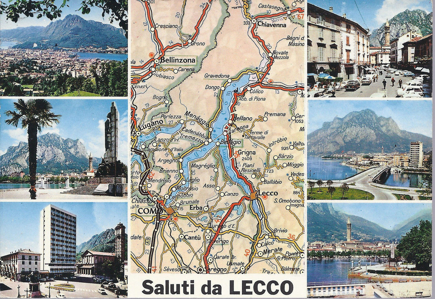 LECCO - SALUTI - 6 VEDUTINE e CARTINA T.C.I. - V 1992 - FG
