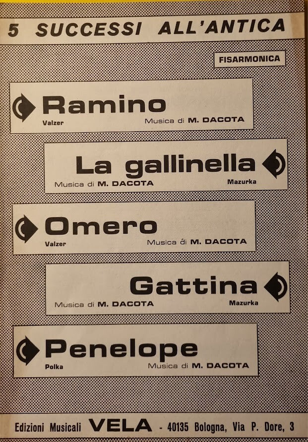 5 SUCCESSI ALL'ANTICA - FISARMONICA - SPARTITO-SHEET MUSIC