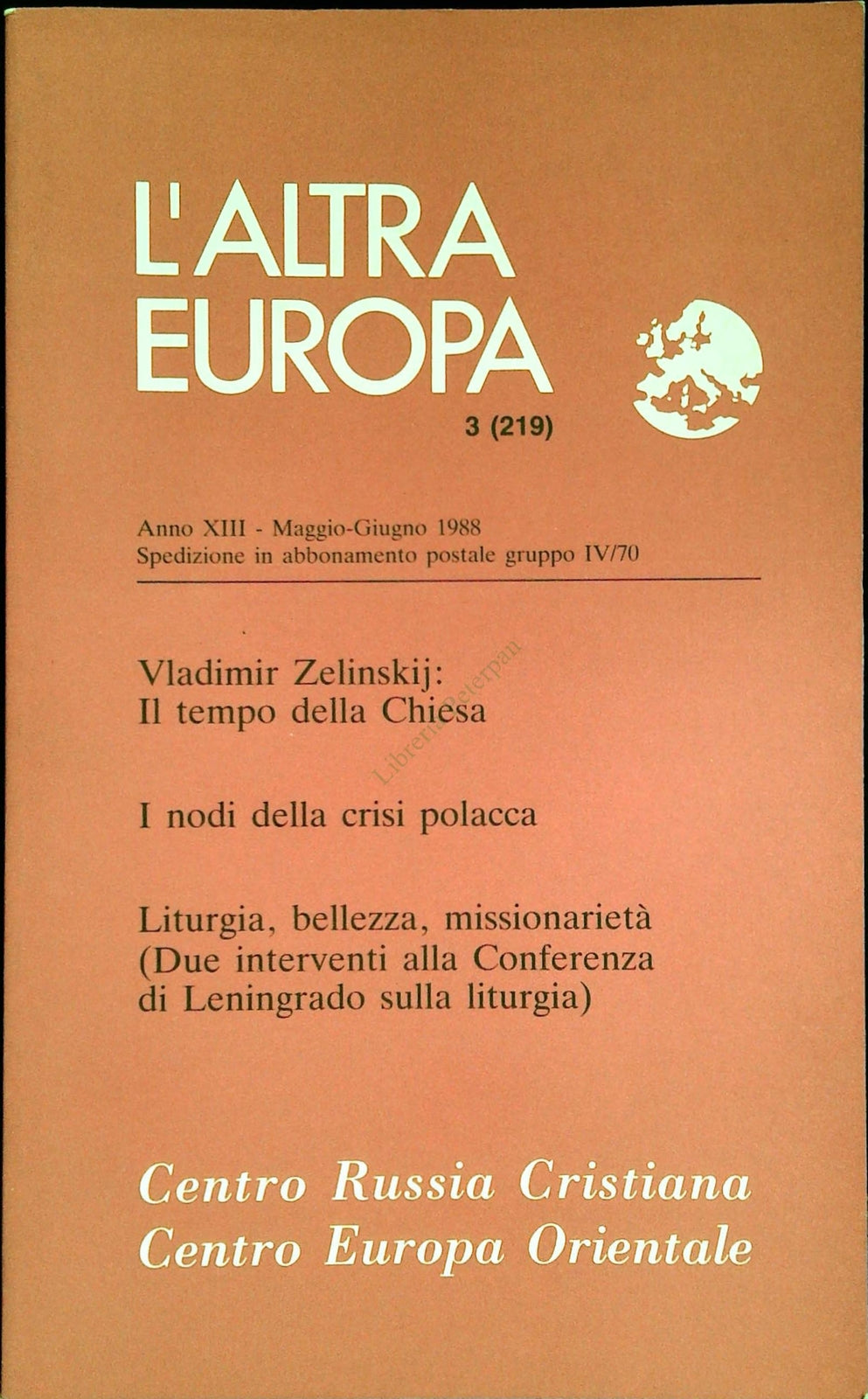 L'ALTRA EUROPA N. 219 - NOVEMBRE DICEMBRE 1988