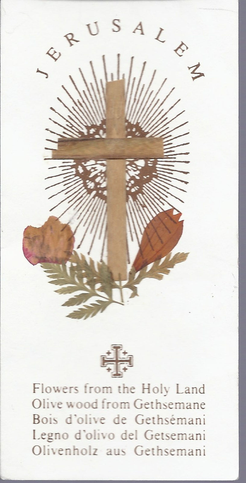 JERUSALEM FLOWERS FROM HOLY LAND, OLIVE WOOD FROM GETHSEMANE