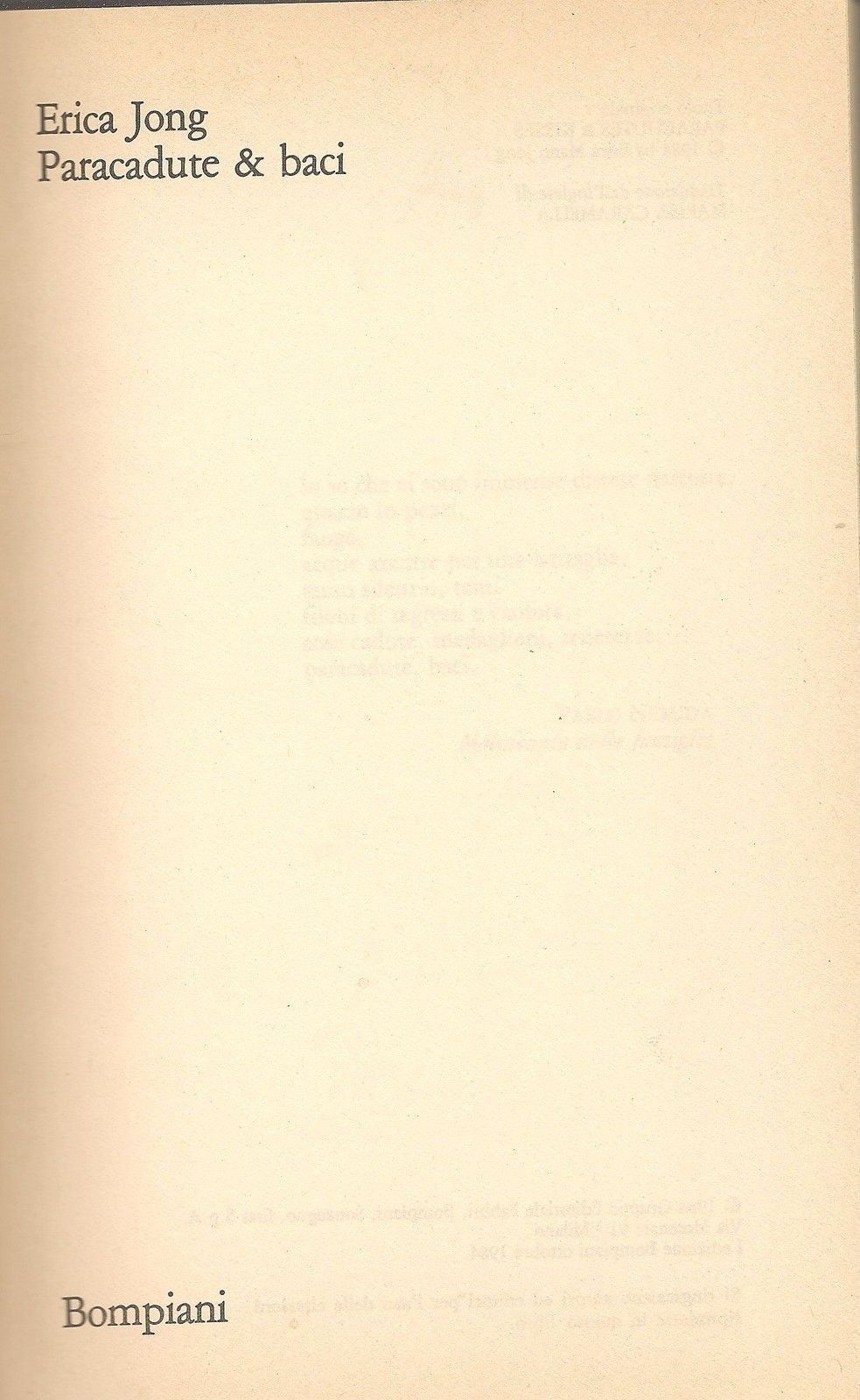 PARACADUTE & BACI - ERICA JONG Ed.Bompiani