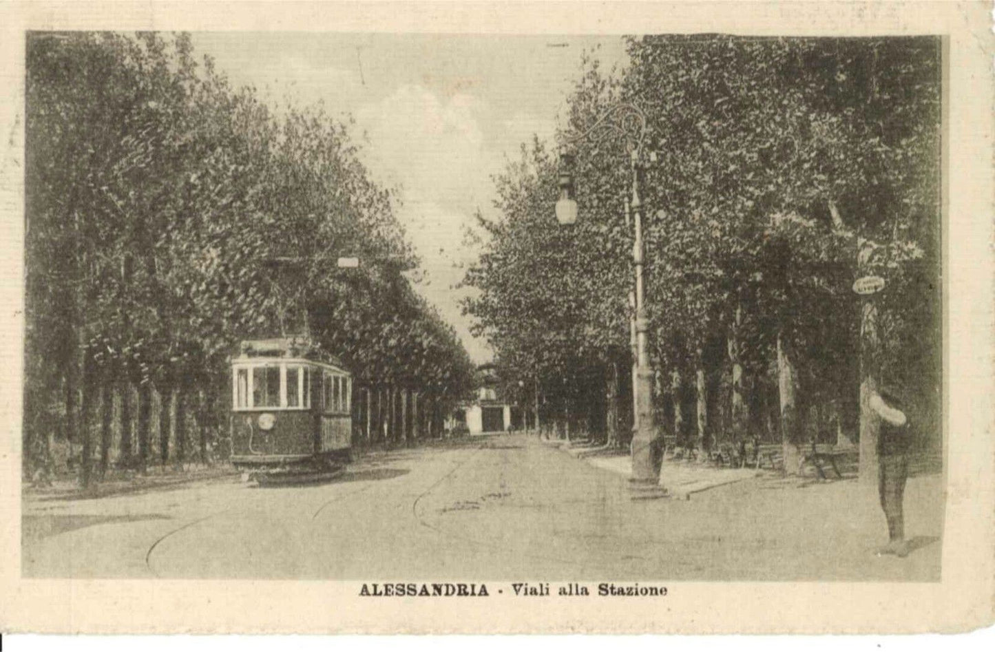 ALESSANDRIA - VIALI ALLA STAZIONE  - 1917 - TRAM