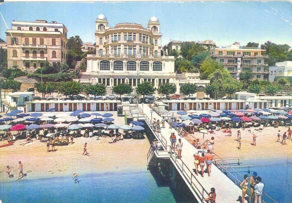 ANZIO - PANORAMA SPIAGGIA - V1960 - ACQUARELLATA