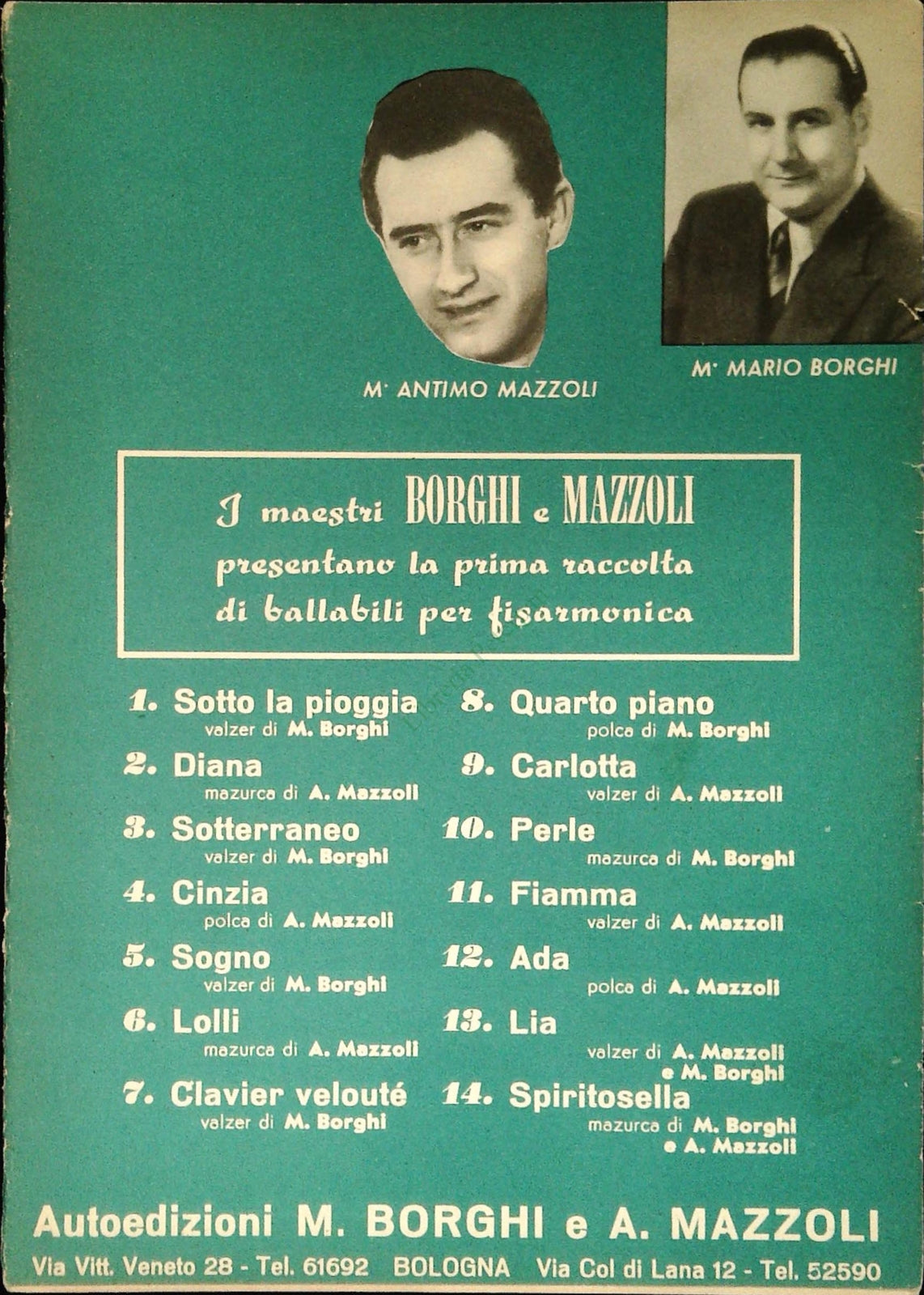 MAESTRI BORGHI E MAZZOLI 14 BRANI PER FISARMONICA - SPARTITO-SHEET MUSIC