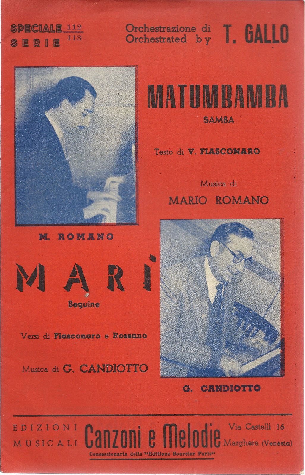 MATUMBAMBA Fiasconaro-Romano - MARI' Fiasconaro, Rossano-Candiotto # SPARTITO