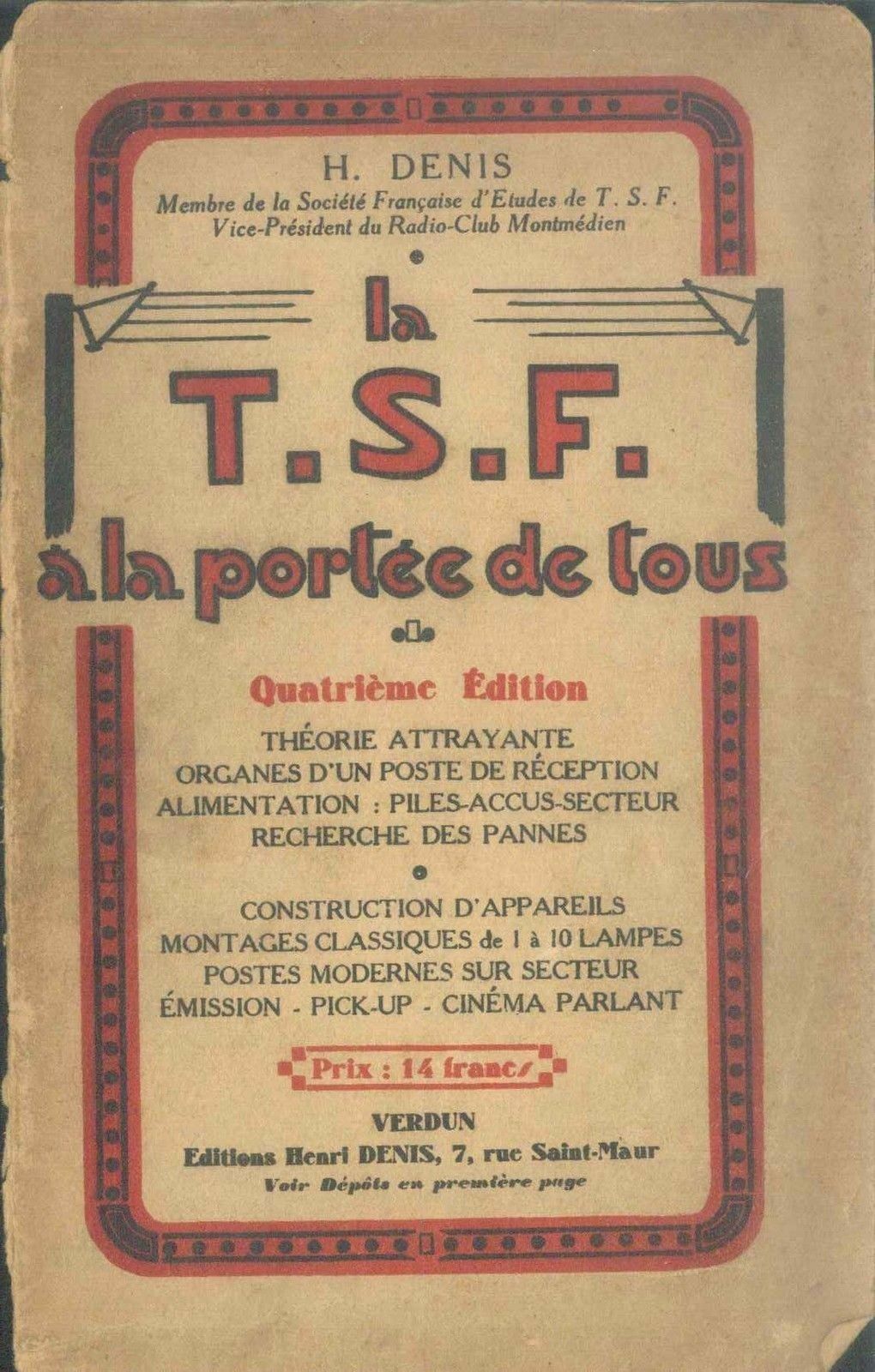 LA T.S.F. TELEPHONIE SANS FIL - H. DENIS - FRENCH TEXT