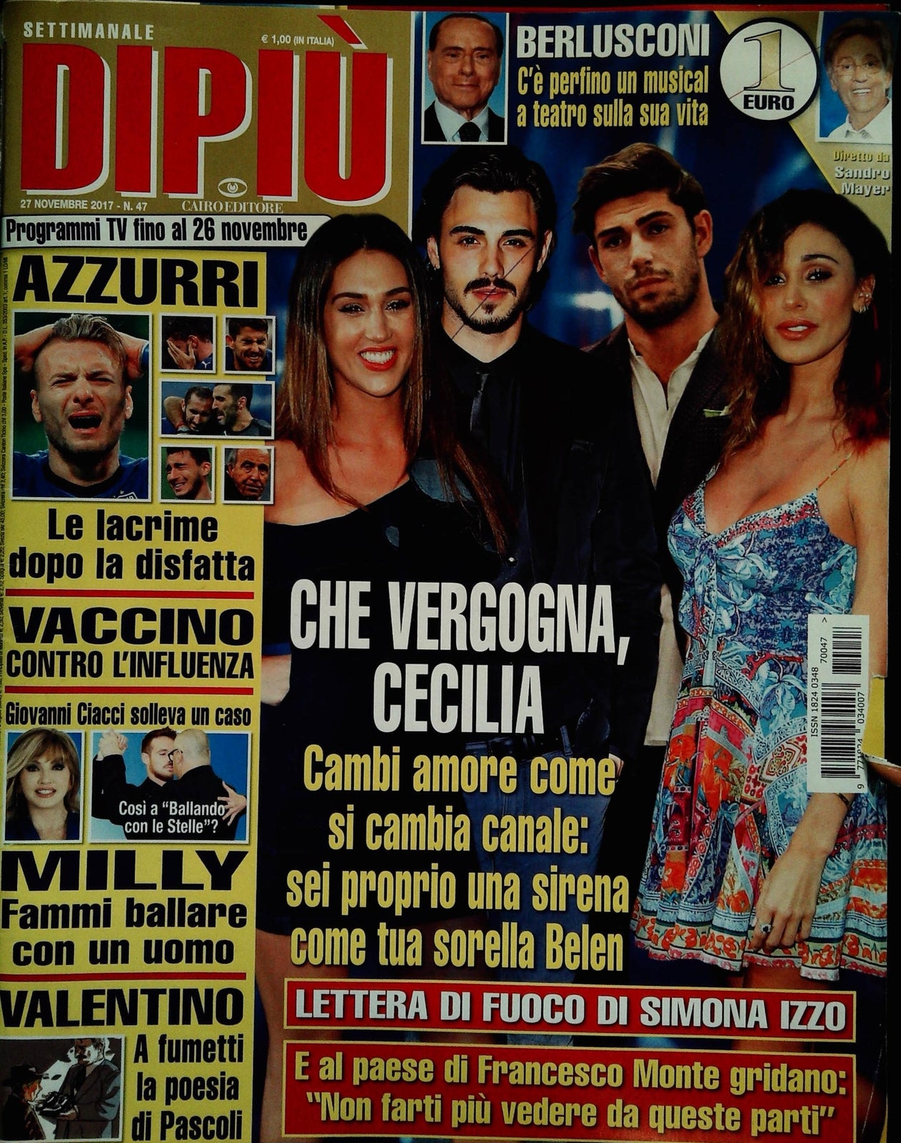 DI PIU' 27 NOVEMBRE 2017 - CECILIA RODRIGUEZ SIMONA IZZO --MILLY CARLUCCI