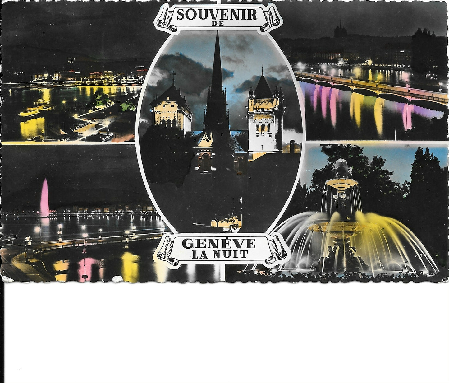 GENEVE LA NUIT/GINEVRA NOTTURNO - 5 VEDUTE - V1955
