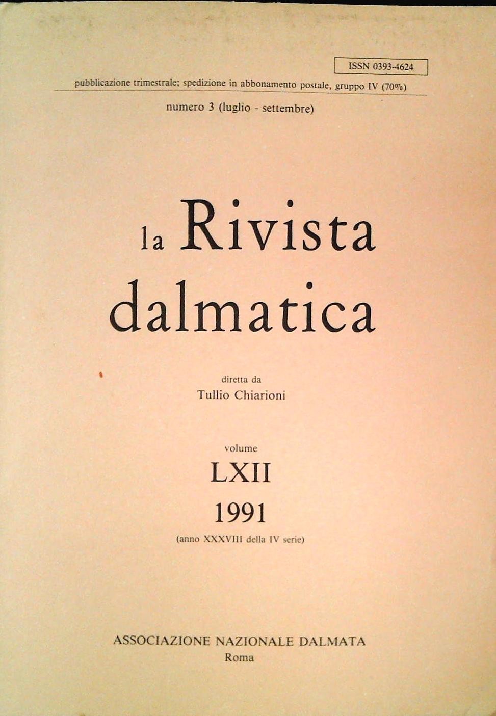 LA RIVISTA DALMATICA N. 62 - 1991
