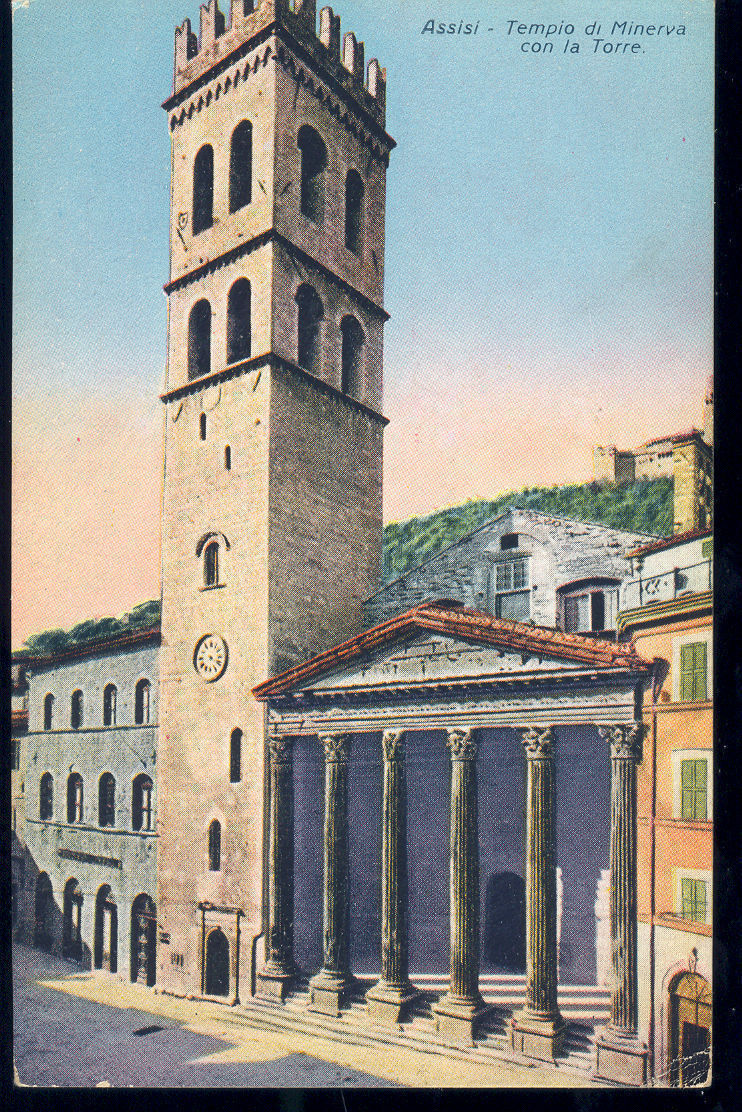 ASSISI - TEMPIO DI MINERVA CON LA TORRE - NV - DISEGNATA
