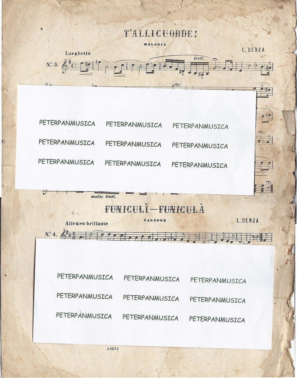 FUNICULI' FUNICULA' e altri 11 brani (Tosti - Denza e altri) # SPARTITO