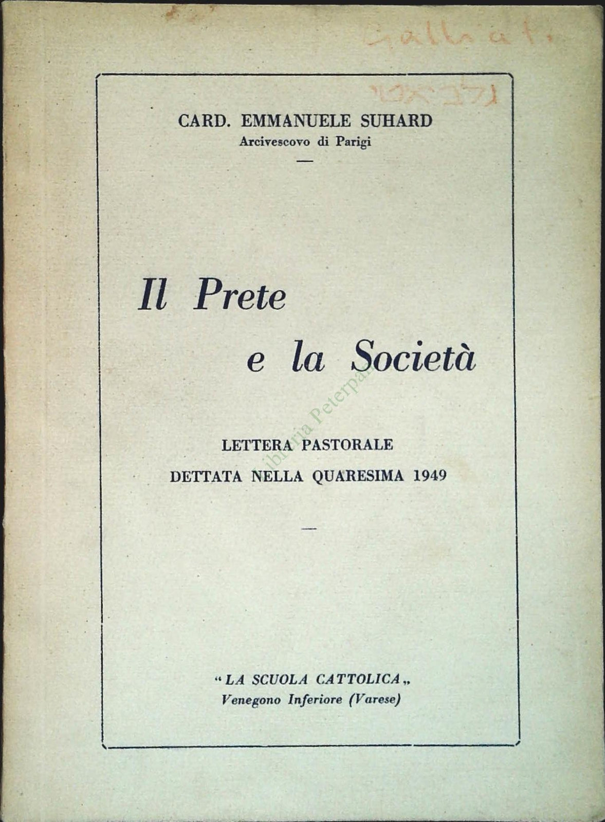 IL PRETE E LA SOCIETA' - EMMANUELE SUHARD