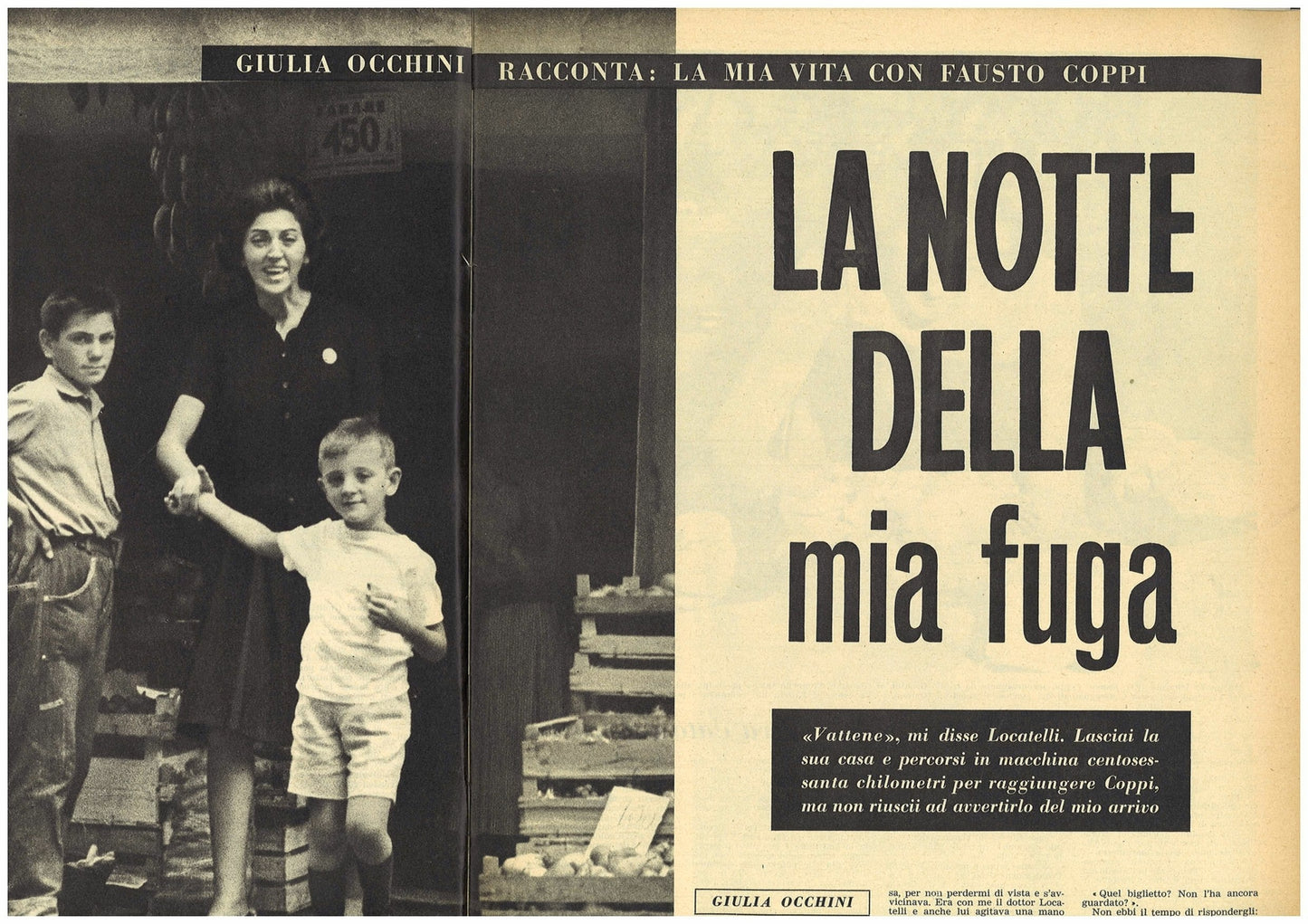 LA NOTTE DELLA MIA FUGA-GIULIA OCCHINI-F. COPPI - CLIPPING-RITAGLIO DI GIORNALE
