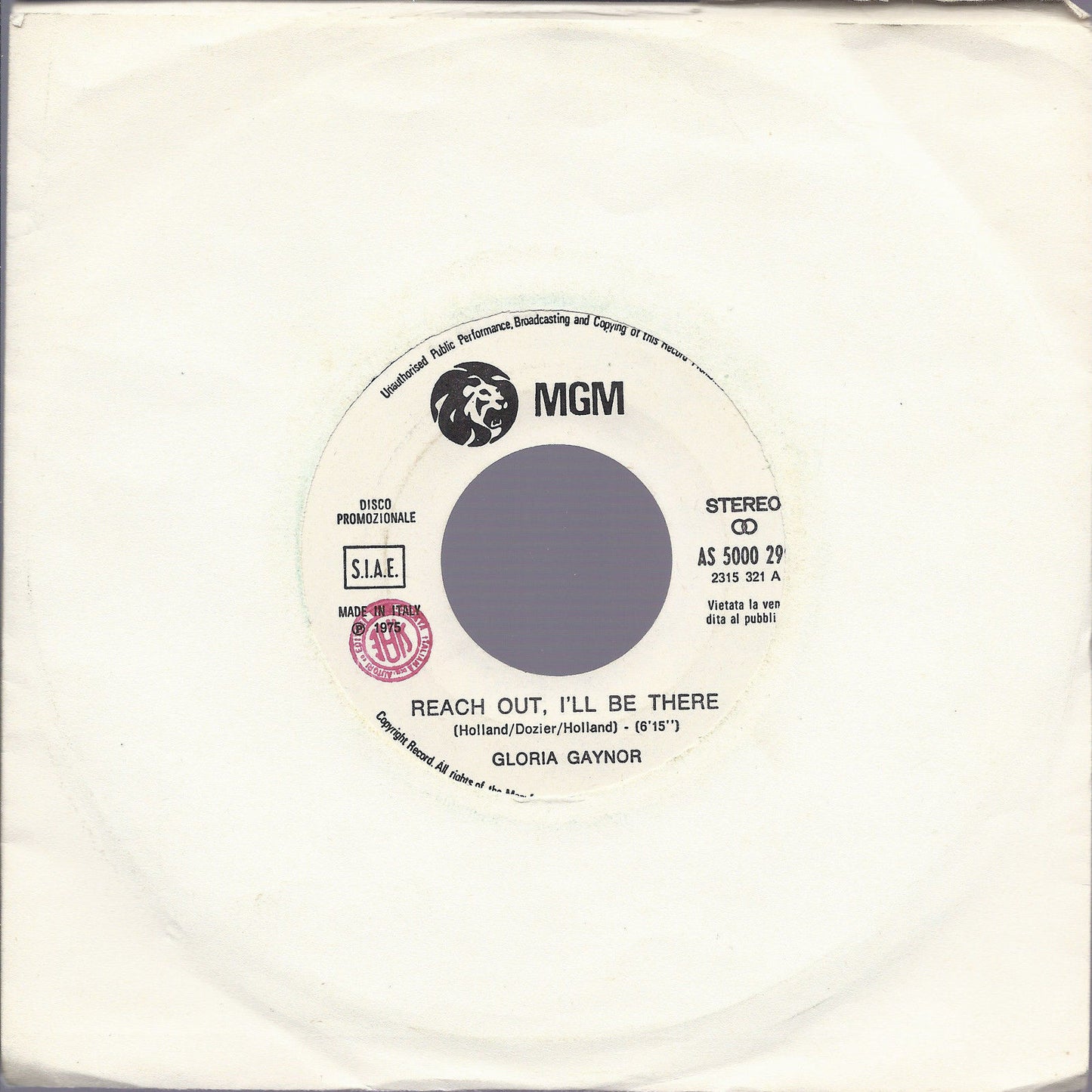 REACH OUT, I'LL BE THERE # GLORIA GAYNOR -- CHI SARA' # RENATO PARETI - Promo, w
