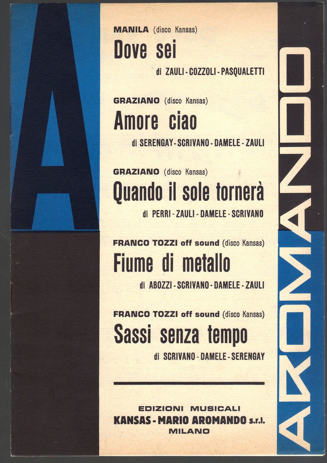 DOVE SEI - SASSI SENZA TEMPO e altri 3 Brani -- SPARTITO