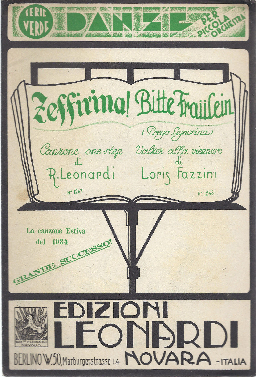 ZEFFIRINA! R. Leonardi - BITTE FRAULEIN (PREGO SIGNORINA) L. Fazzini # SPARTITO