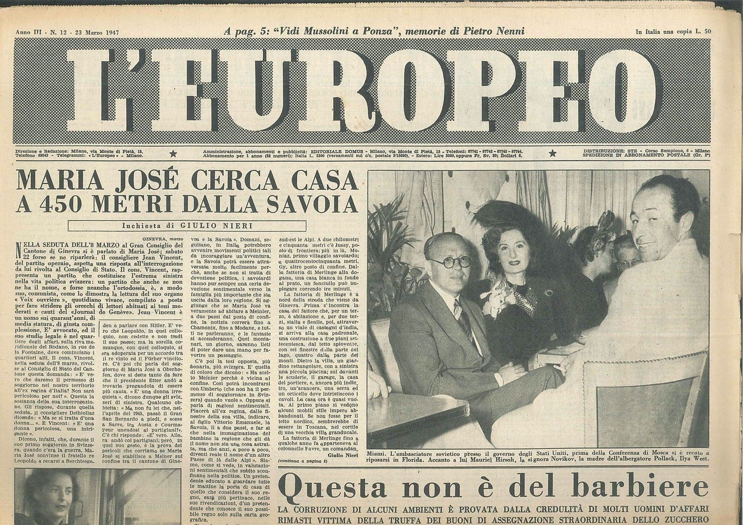 L'EUROPEO - ANO III° - N 12 - 23 MARZO 1947