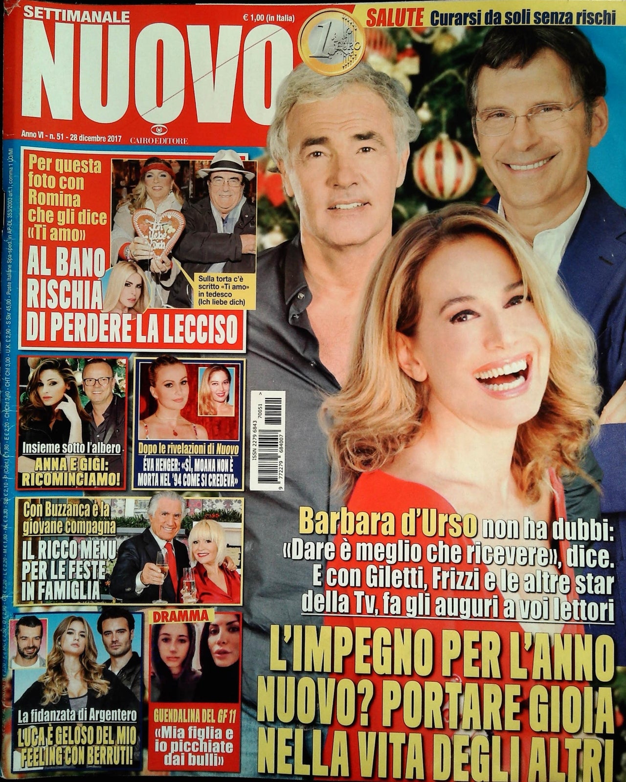 SETTIMANALE NUOVO 28 DICEMBRE 2017-BARBARA D'URSO-AL BANO-LECCISO-MOANA-HENGER