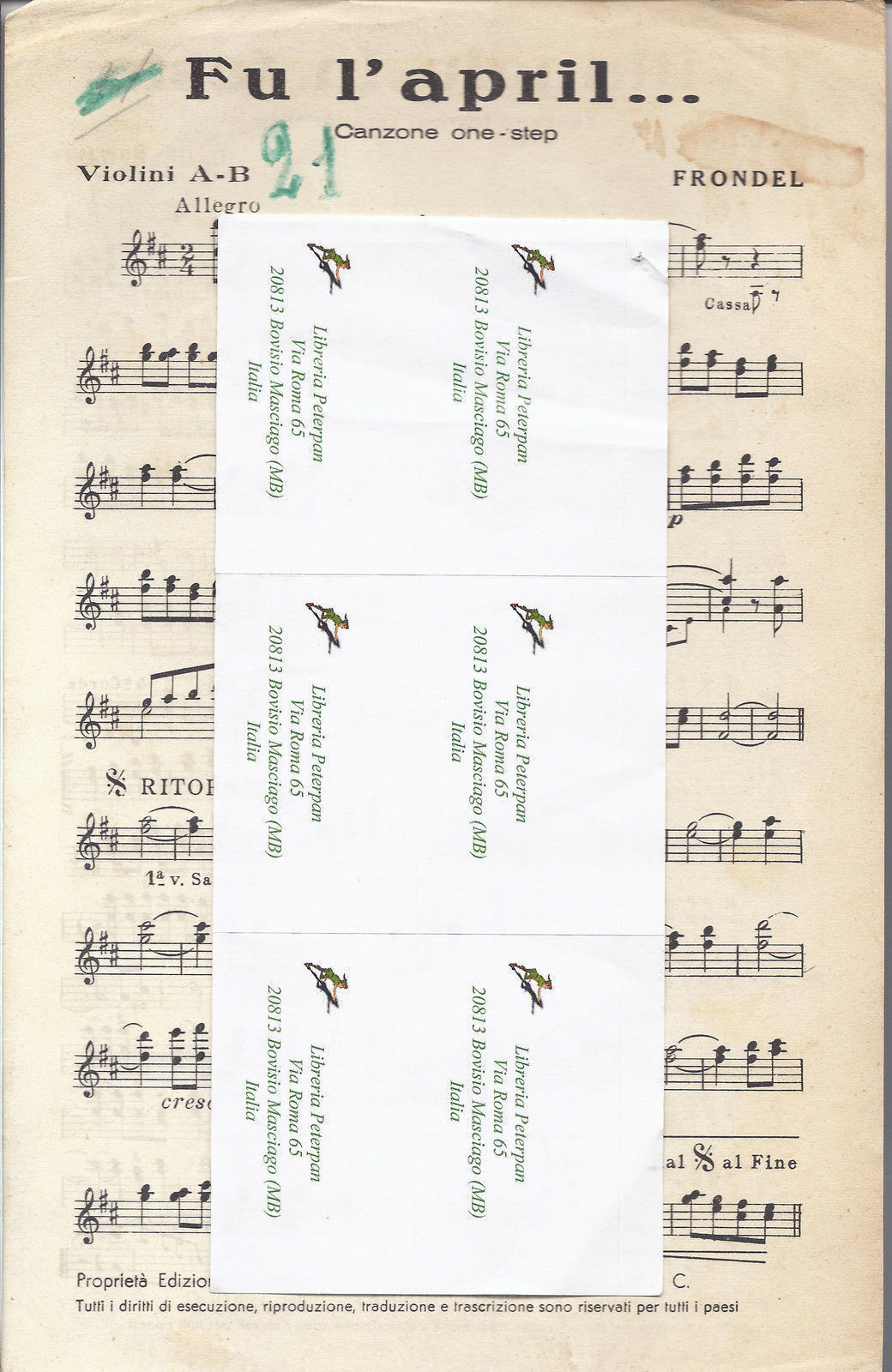 FU L'APRIL... (Frondel) - VILLAGGIO IN FESTA (C. De Renzis) SPARTITO