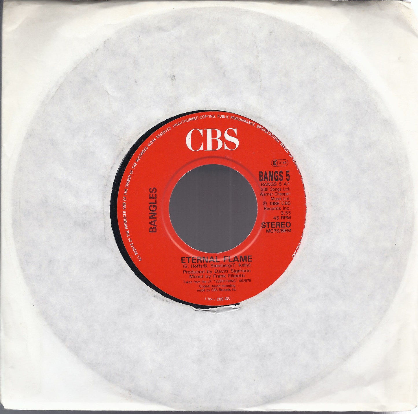 ETERNAL FLAME - WHAT I MEANT TO SAY # BANGLES - Ediz. Juke Box UK 1989