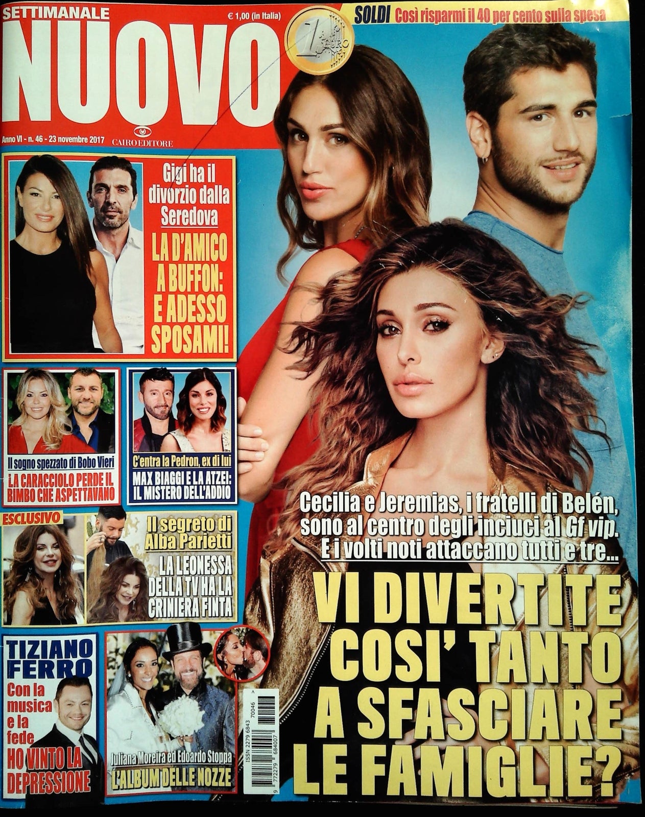SETTIMANALE NUOVO 23 NOVEMBRE 2017-CECILIA RODRIGUEZ-BUFFON-PARIETTI-TIZ. FERRO