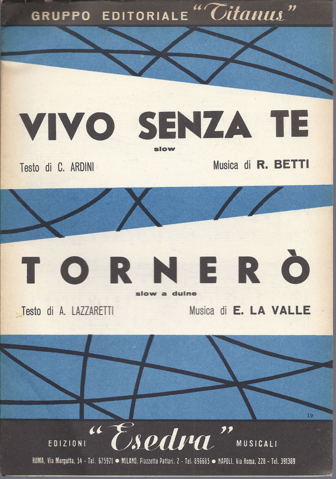 VIVO SENZA TE C. Ardini - R. Betti = TORNERO' Lazzaretti - La Valle # SPARTITO
