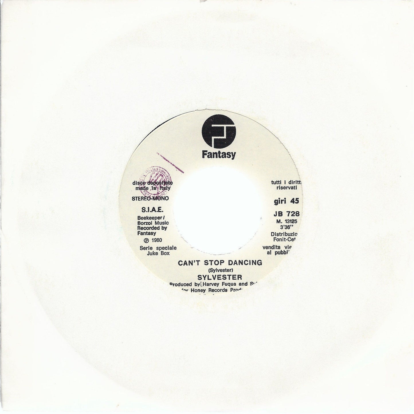CAN'T STOP DANCING # SYLVESTER -- MARA # BRUNO D'ANDREA - Edizione per Juke Box