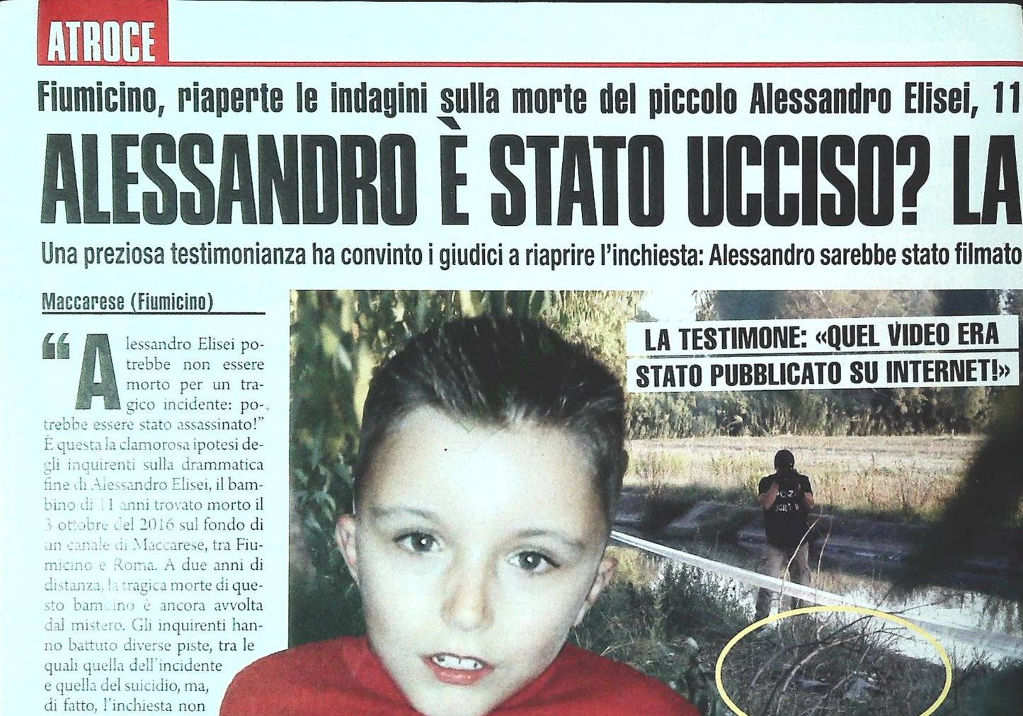 CASO ALESSANDRO ALISEI - CLIPPING-RITAGLIO DI GIORNALE