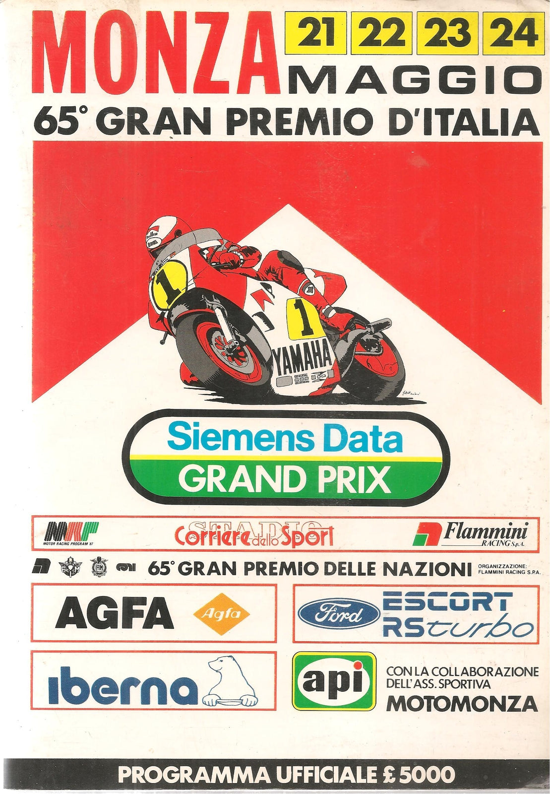 MOTO PROGRAMMA 65 GRAN PREMIO D'ITALIA MONZA 1987