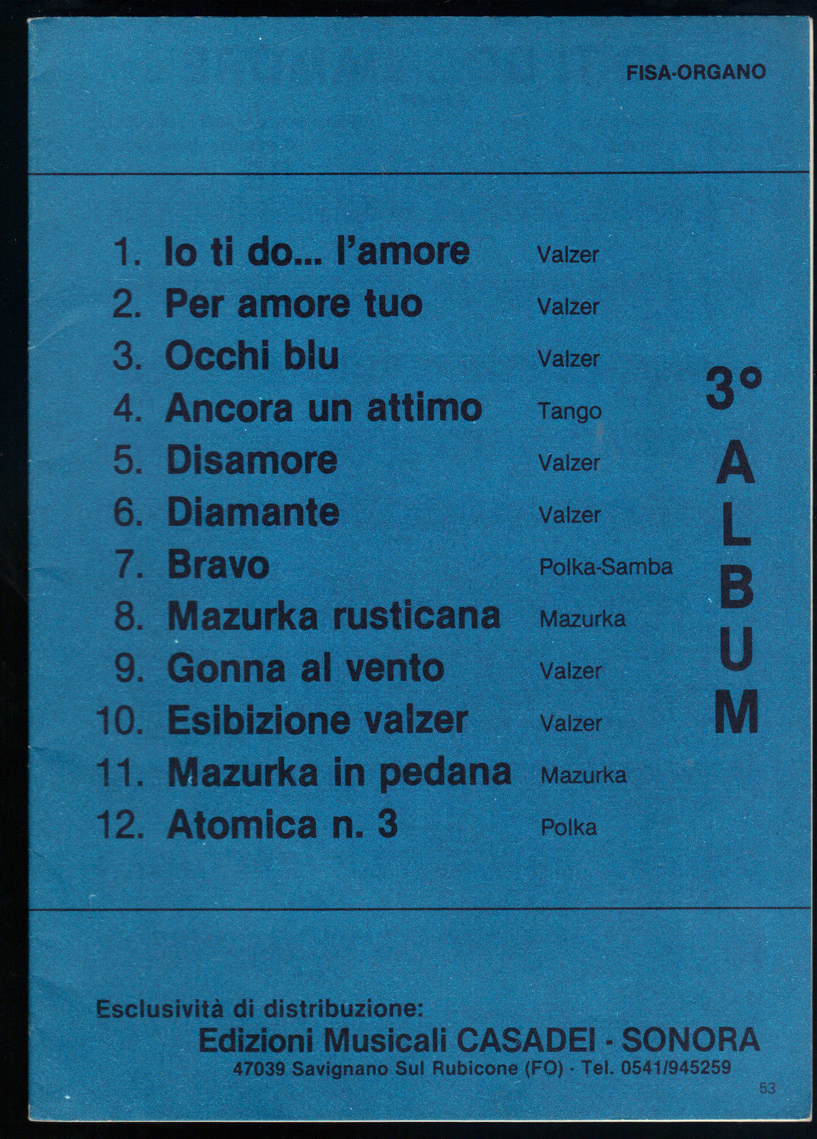 IO TI DO L'AMORE E ALTRI 11 BRANI - 3° ALBUM # ORCH. R. CASADEI - SPARTITO