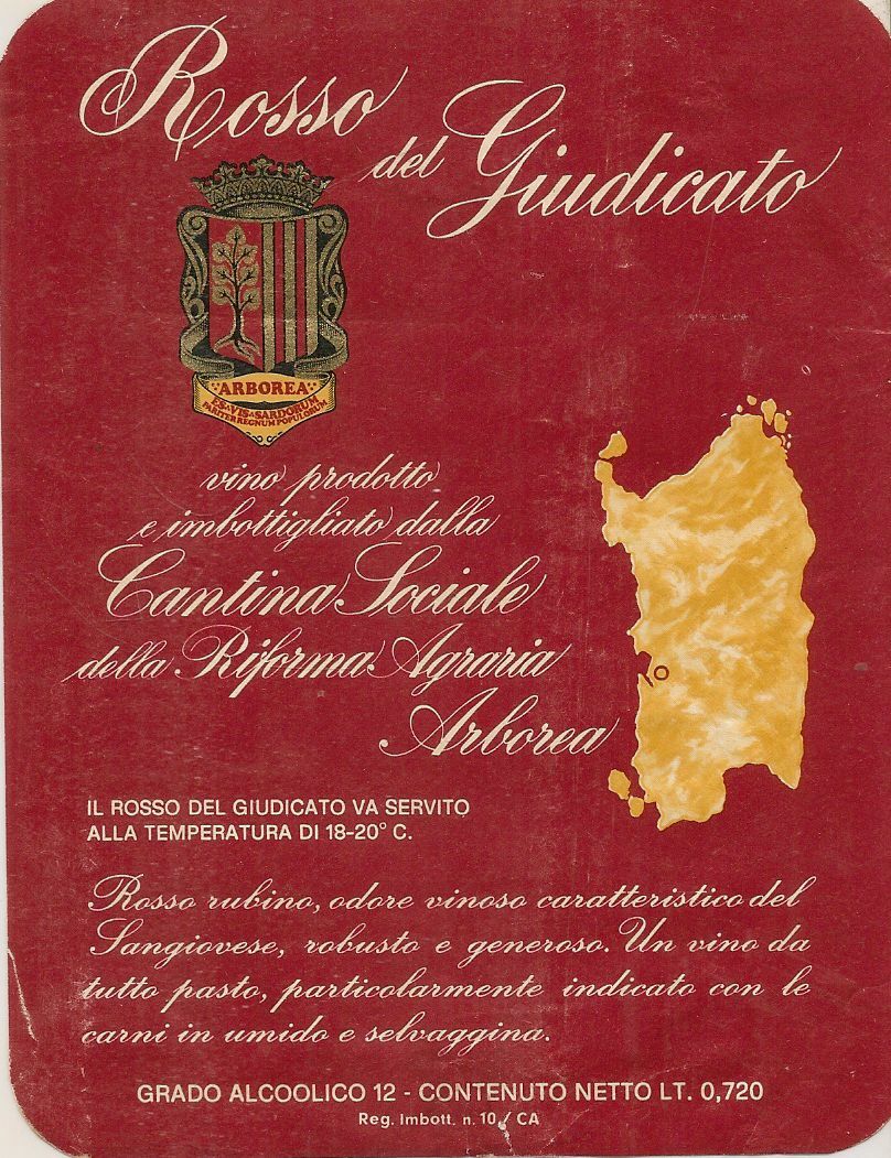 ROSSO DEL GIUDICATO - CANT. SOC. RIFORMA AGRARIA ARBOREA - ETICHETTA VINO