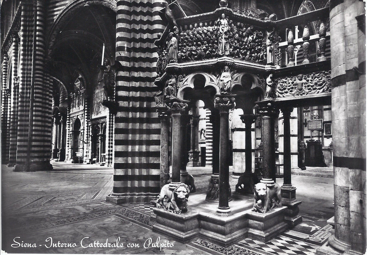 SIENA - INTERNO CATTEDRALE CON PULPITO - V1962