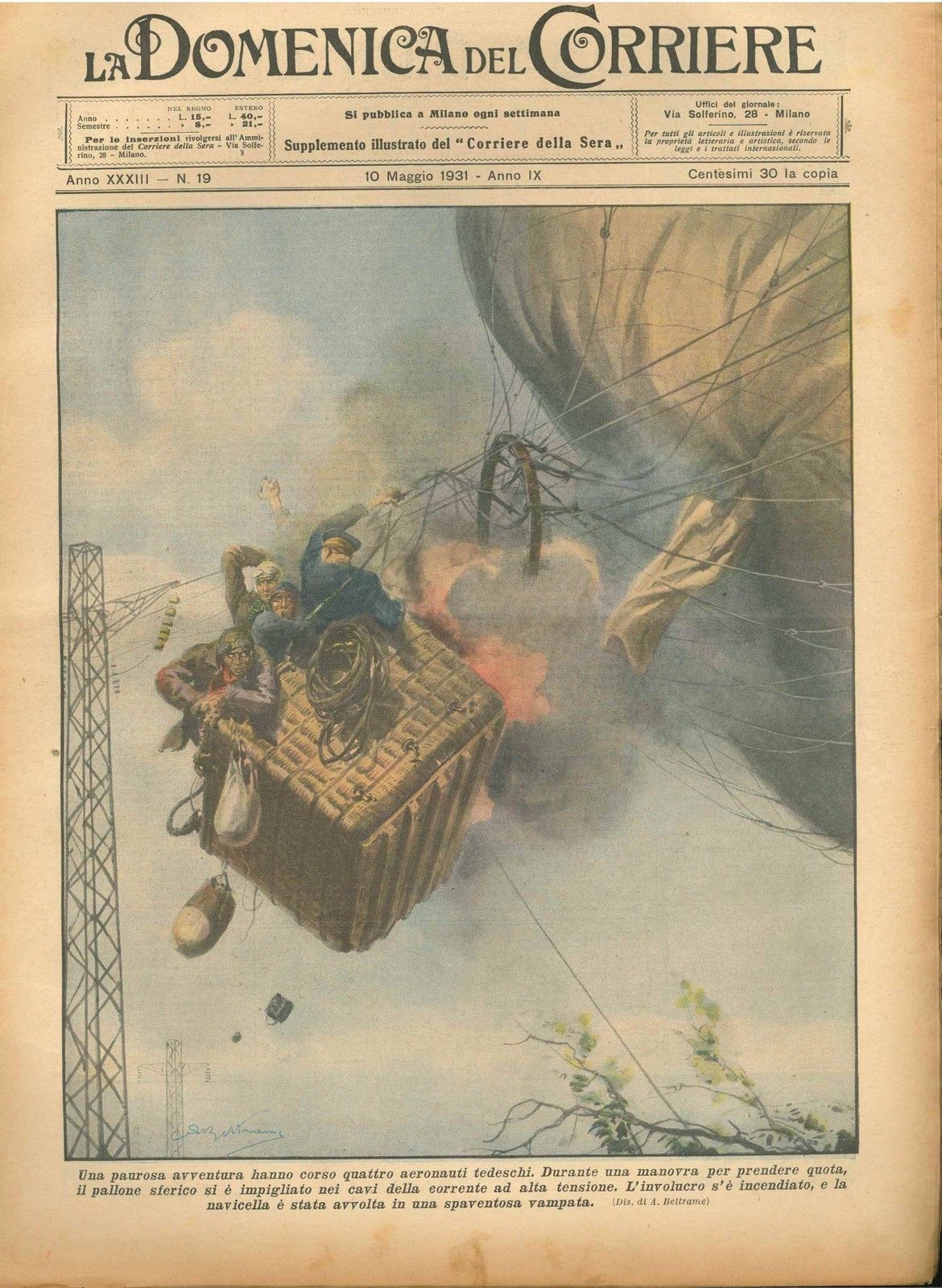 DOMENICA DEL CORRIERE N 19 - 10 MAGGIO 1931 - ILL. A. BELTRAME