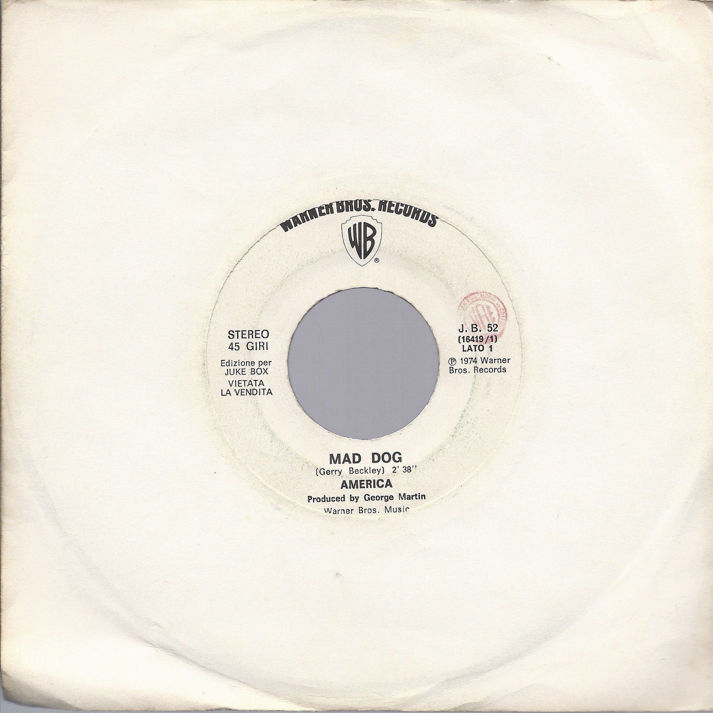 MAD DOG # AMERICA = GOOD BYE MAMA # JOHN ALLAN et Africa Queens - Ed. Juke Box
