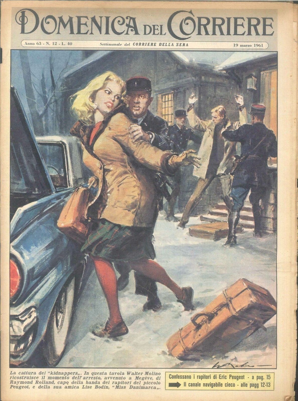 DOMENICA DEL CORRIERE N 12 - 19 MARZO 1961 - ILL. WALTER MOLINO