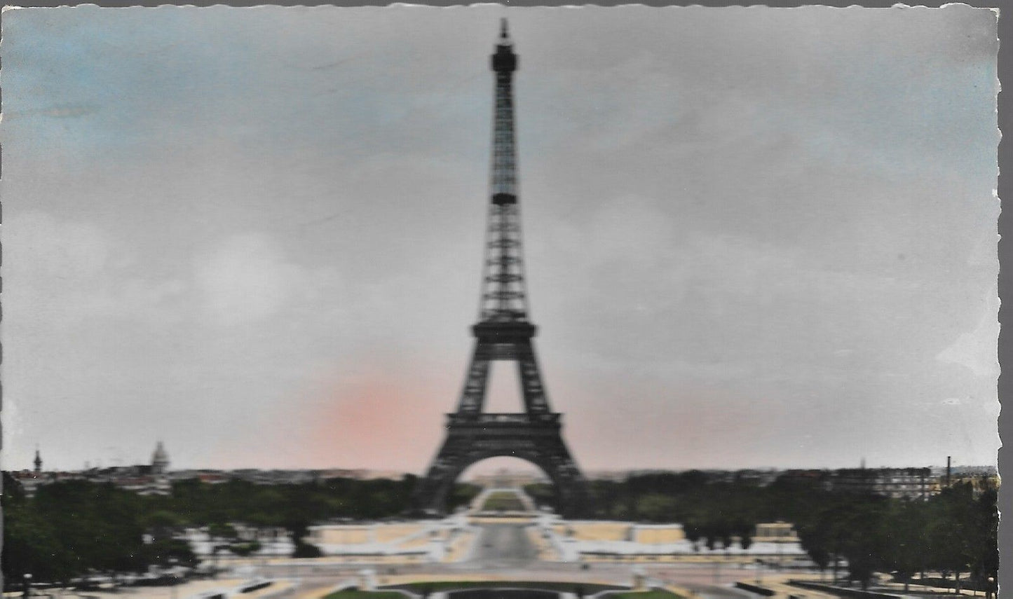 PARIGI - TOUR EIFFEL - PANORAMA - V1952 - ACQUARELLATA